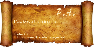 Paukovits Anina névjegykártya